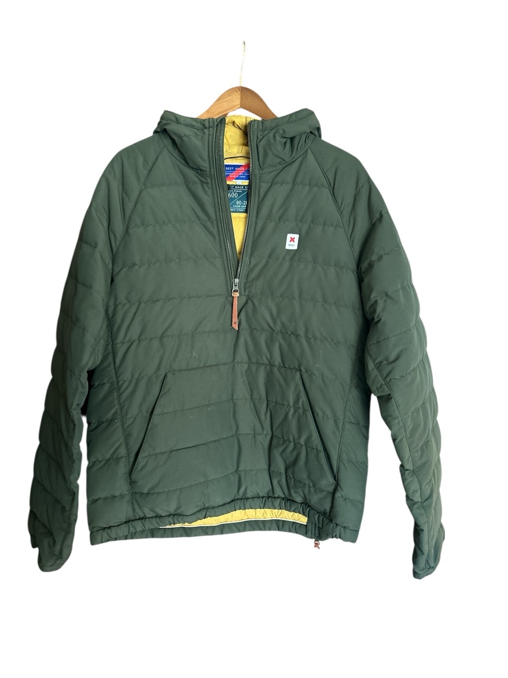Best Made Co. (New York) Goose Down Pullover Jacket in Olive Green.